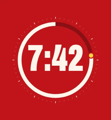 The 10-minute timer ring at 7:42.